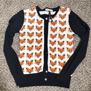 Fox Cardigan Sweater Animal print XS /(NWOT)
